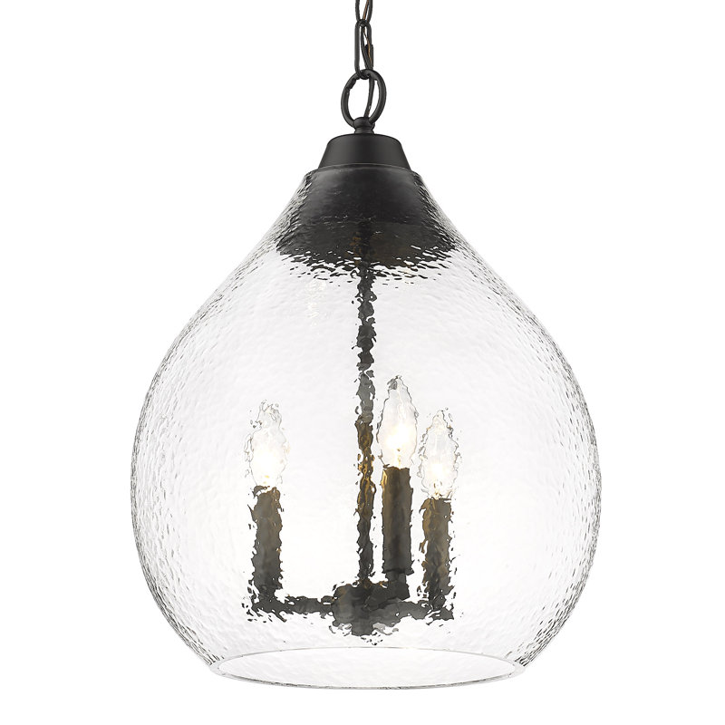 Luminaire suspendu en forme de larme à 3 lumières Armijo, Noir mat
