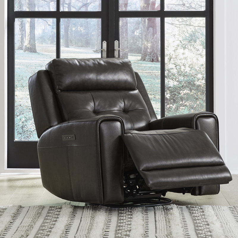 Iavor Leather Power Recliner, Dark Brown
