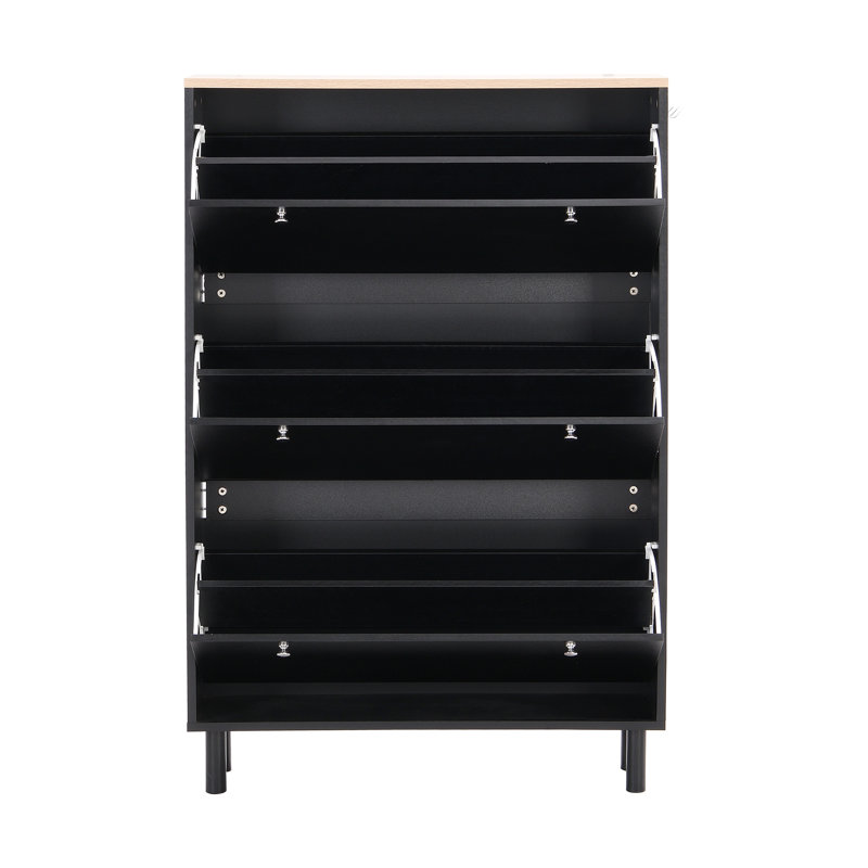24 Pair Shoe Storage Cabinet,Shoe Organizer with 3 Flip Drawers, Freestanding Hidden Slim Narrow Shoe Rack Cabinet for Hallway