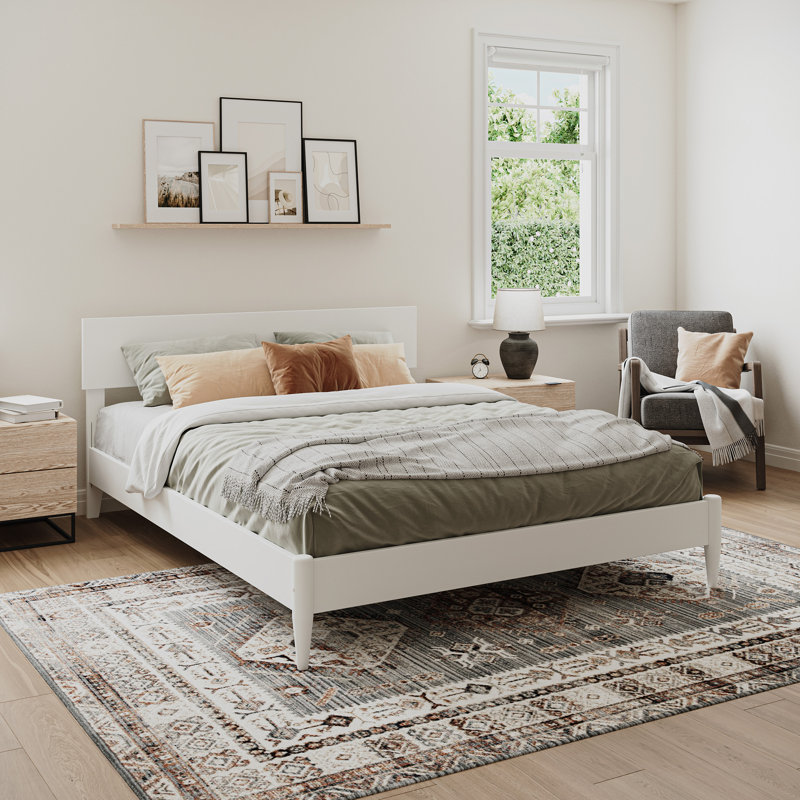 Amandaleigh Solid Wood Panel Bed, Queen, White
