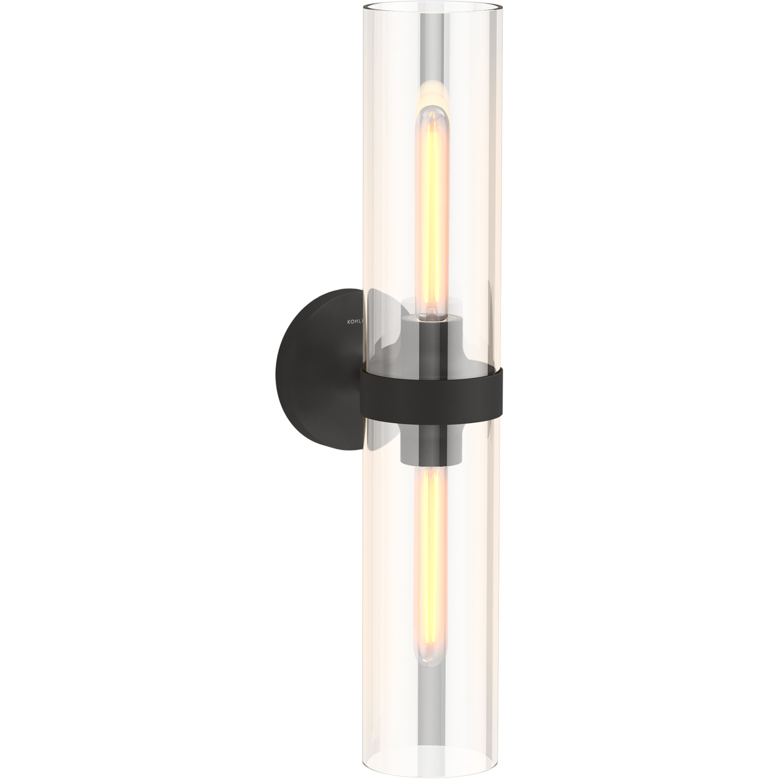Purist 2 Light Indoor Bathroom Vanity Light Fixture, UL Listed, 21.875" H x 4.75" W x 6.875" D, Matte Black