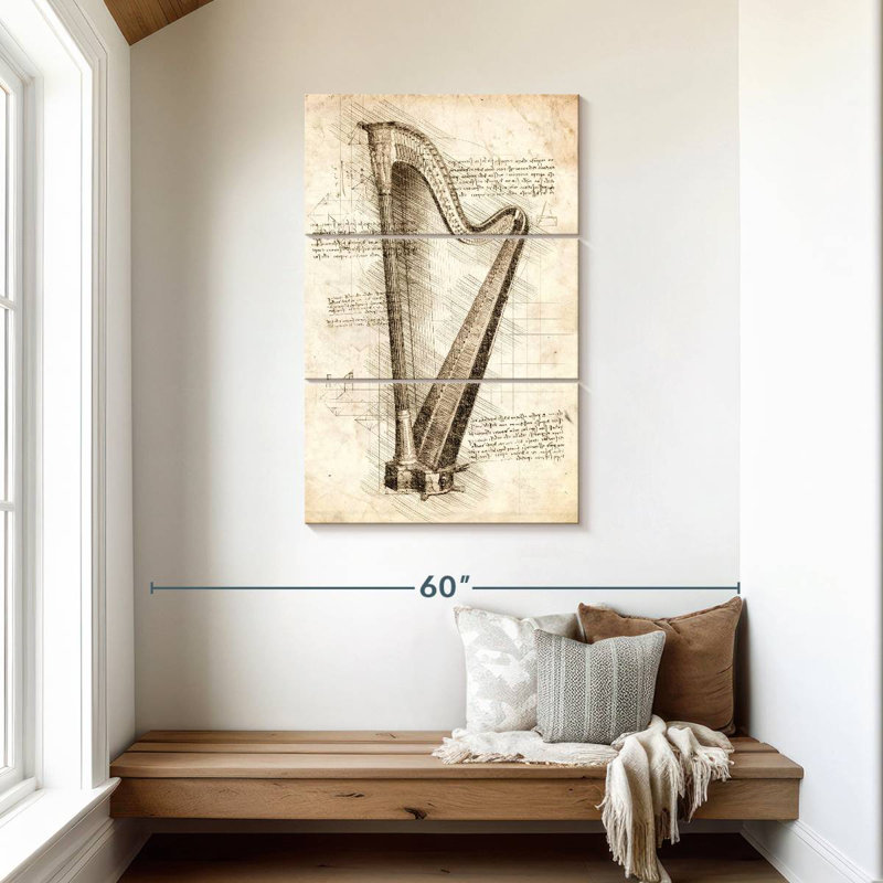 Ancienne harpe Abarca, H 45 po x l 28 po