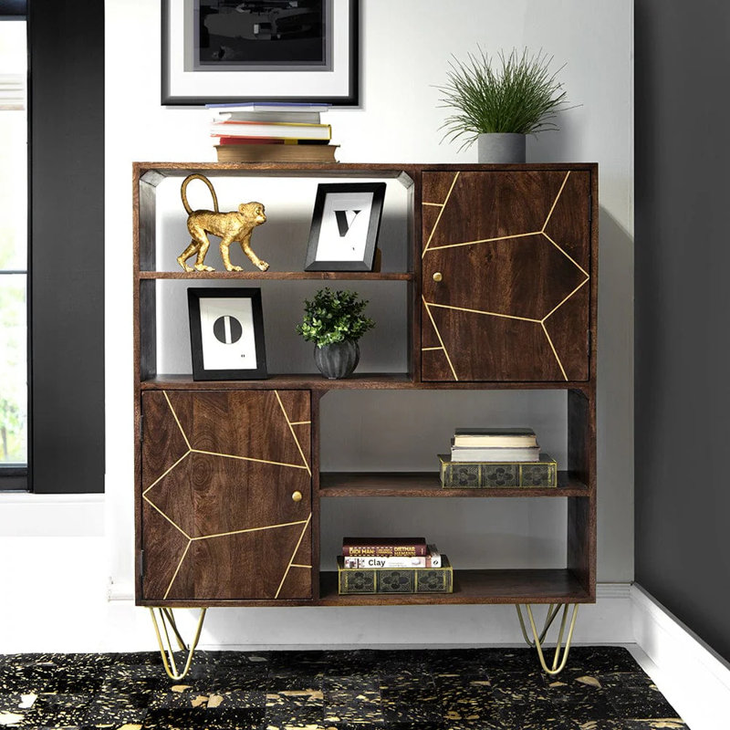 Antronette 135cm H x 120cm W Solid Wood Standard Bookcase