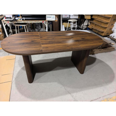 70.8 Inch Oval Dining Table for 6-8 People, Long Large Kitchen Table with Thick Sturdy Wooden Base, Farmhouse Dining Room Table for Kitchen, Living Ro