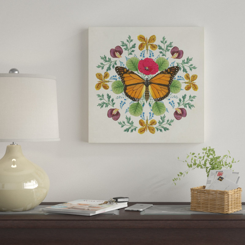 « papillon mandala i », impression sur toile, H 12 po x l 12 po x P 0,75 po, Toile tendue, Pas de tapis