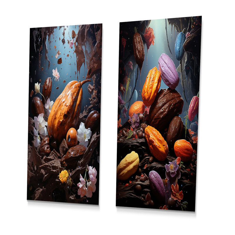 Cocoa Cosmos Galactic - ensemble d'art mural en métal Cacao de 3, H 28 po x l 24 po