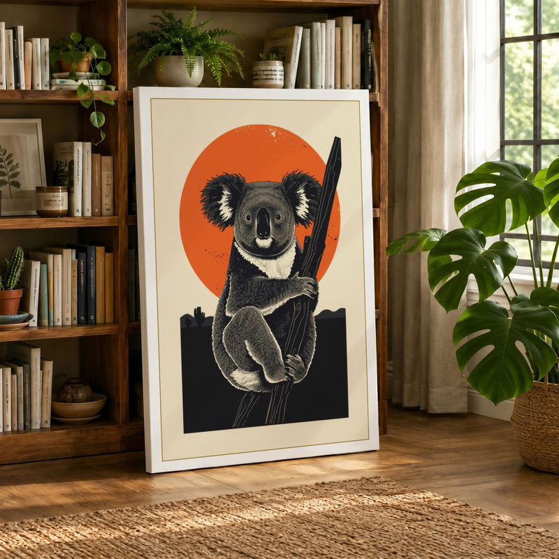 Bold Koala Geometric - Wrapped Canvas, 18x12 - 45.7 x 30.5 cm, Cream Border