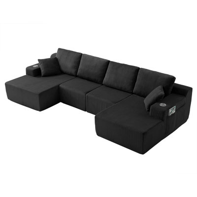 130" U-Shaped Modular Sectional Sofa with Chaise