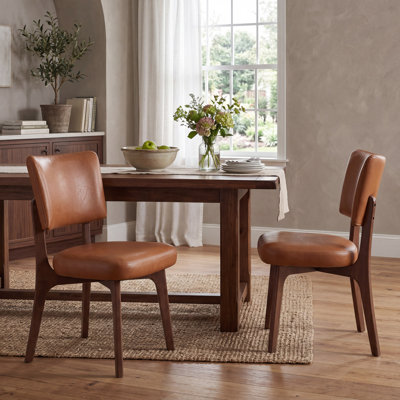 Modern Upholstered Dining Chairs With Solid Wood Legs, 20" Extra Wide Comfortable Brown Side Chair For Kitchen Reading Room, Easy Assembly