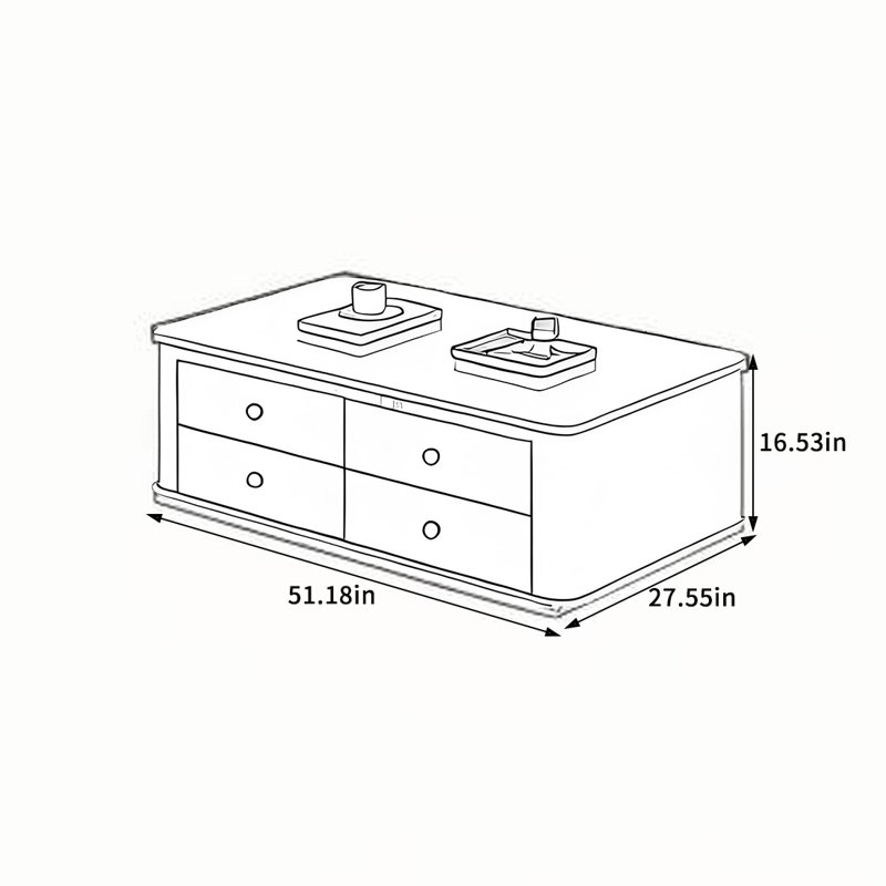 Table basse style français avec verre nervuré, Noir, H 16,53 po x L 51,18 po x l 27,55 po