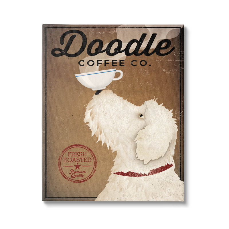«Vintage Doodle Coffee Dog» par Ryan Fowler, impression sur toile tendue, H 20 po x l 16 po x P 1,5 po