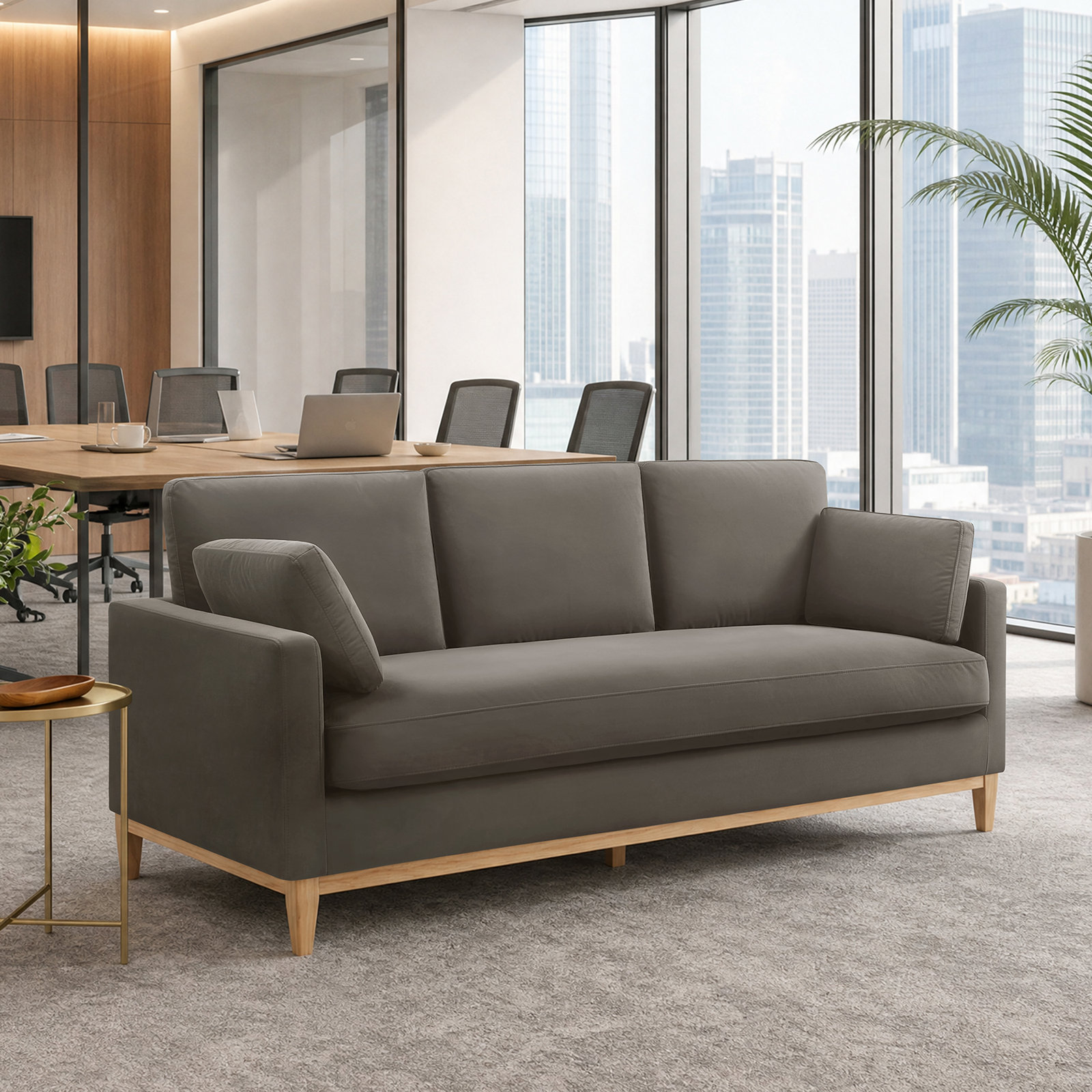 Ombra 84" Velvet Sofa, Java