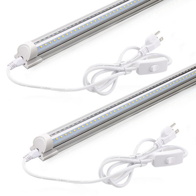 Luminaire à DEL Barrina 2ft, 20w 3000lm 6500k, luminaire à DEL T8, couvercle transparent, plafonnier et lampes tubulaires raccordables utilitaires pour la pièce, le garage, l'établi, l'entrepôt, 2 paquets