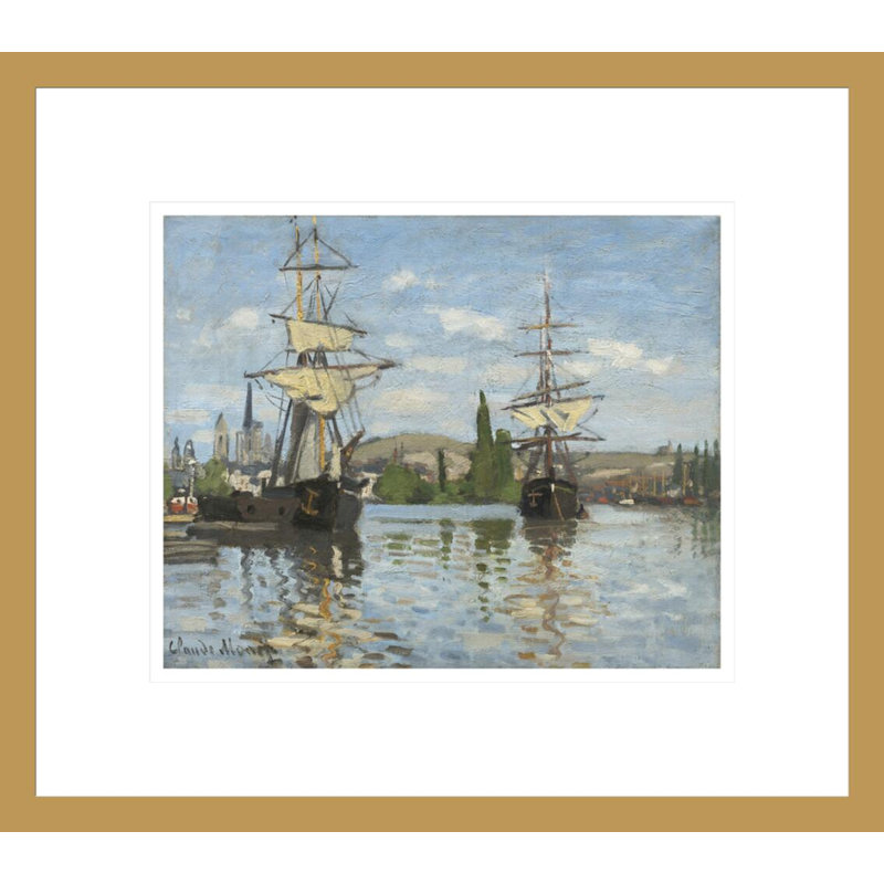 Navires à cheval sur la seine à Rouen par Claude Monet, impression giclée encadrée, H 13,75 po x l 15,6 po