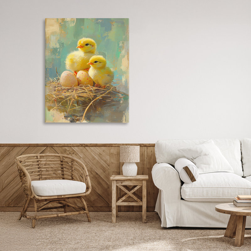 Pâques, poussins et œufs, conception par Franklyn Gregory, H 40 po x l 30 po