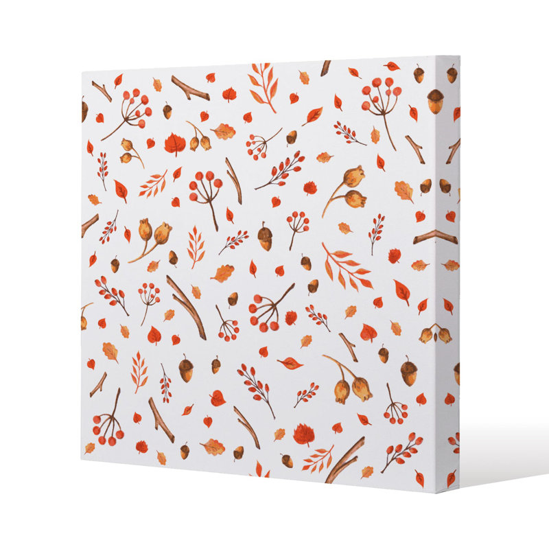 Acorns & Leaves Slim Style Canvas Print, 50 cm H x 50 cm W