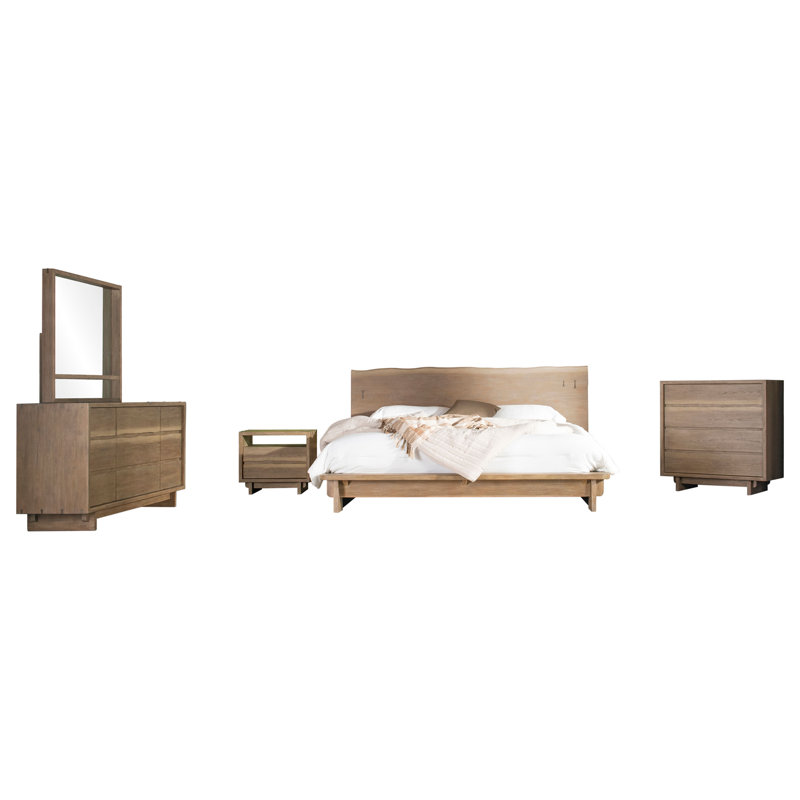 Ensemble de chambre avec très grand lit 5 pièces Castille, 5 Pcs: Bed, Nightstand, 2 Dressers, Mirror, California King