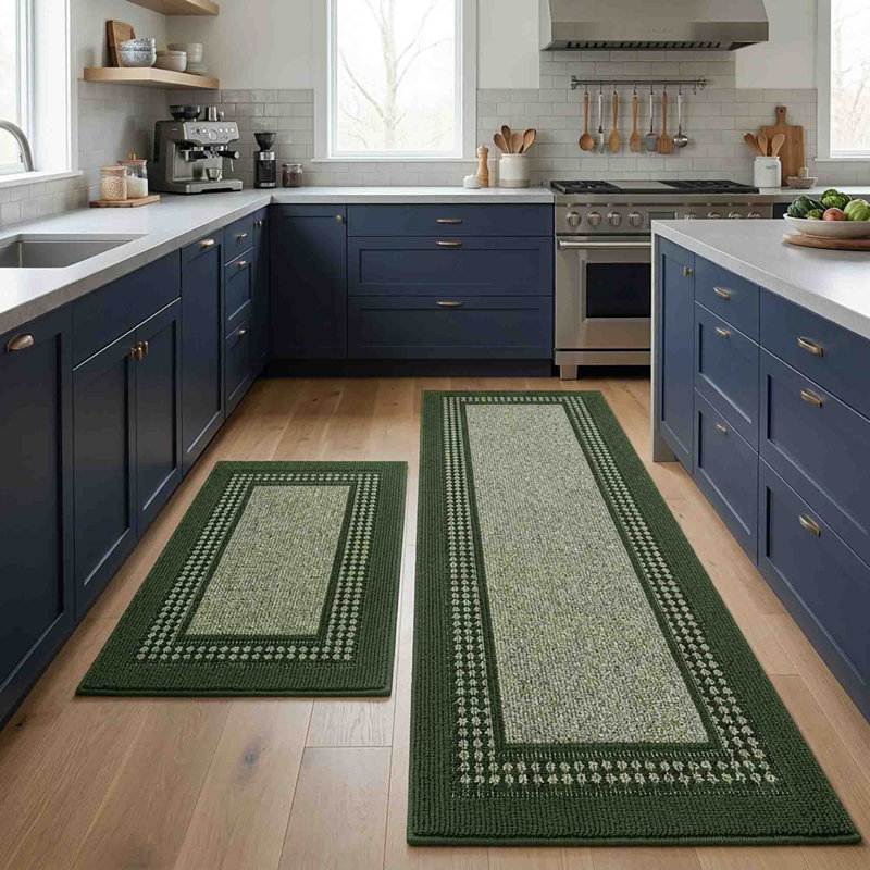 Tapis de cuisine antidérapant lavable à la machine (ensemble de 2), Vert