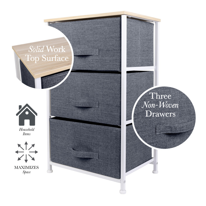 Commode de rangement à 3 tiroirs Flagg, gris