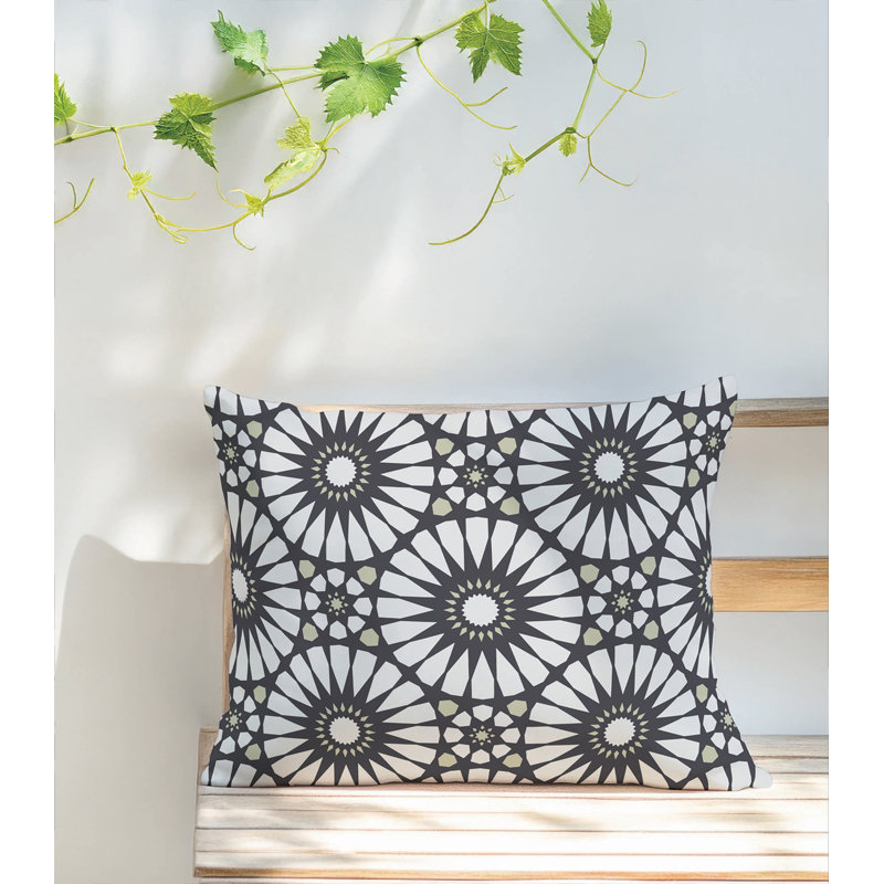 Coussin lombaire d'extérieur à motif géométrique Sylvia, Gris anthracite
