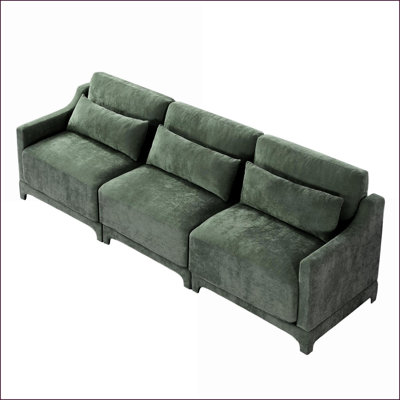 Sofas Couches, 3-Seater Modern Ergonomic Sofa with Lumbar Pillow for Bedrooms/Studies/Apartments | Chenille | Sage Green