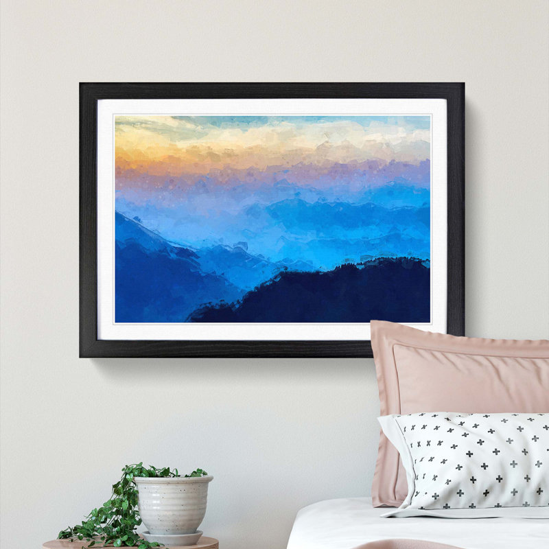 Mountains of Nepal in Abstract - Framed Print, 36cm H x 48cm W x 2cm D, Black Framed