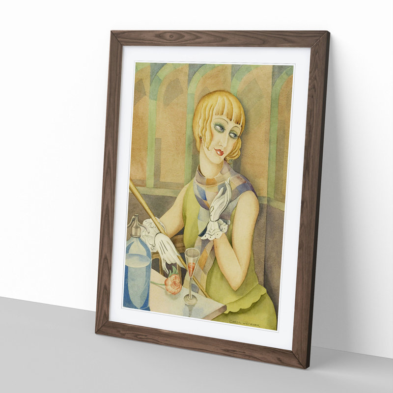 Lilli Elbe by Gerda Wegener - Picture Frame Painting, Walnut Framed, 48cm H x 36cm W x 2cm D