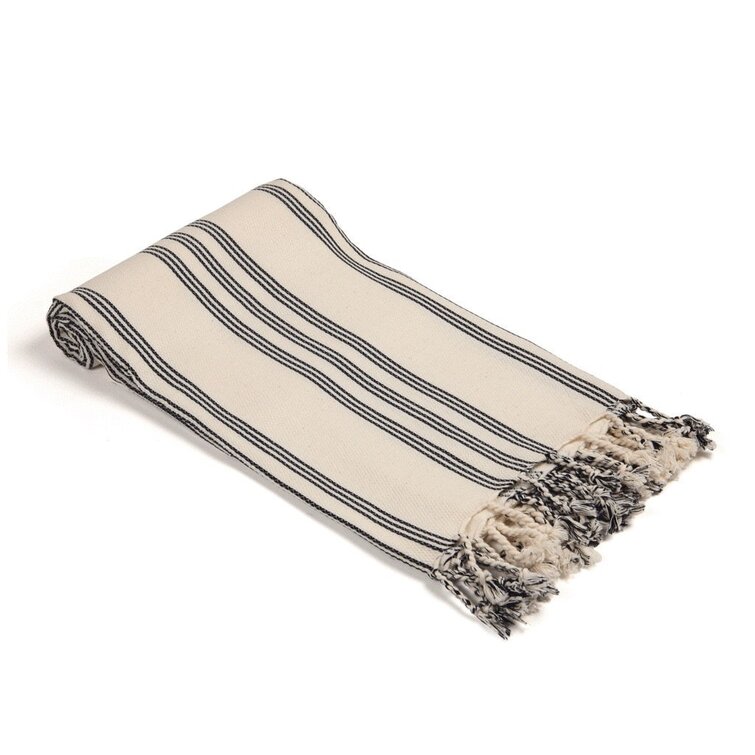 Turkish Towel Solid Black Stripe