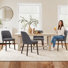 Chaise rembourrée moderne en tissu compact avec pieds en bois massif, dossier ergonomique incurvé, assemblage facile