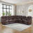3 Piece Faux Leather Reclining Sectional with LED Lighting, Bluetooth Speaker & Charging Console-116986310