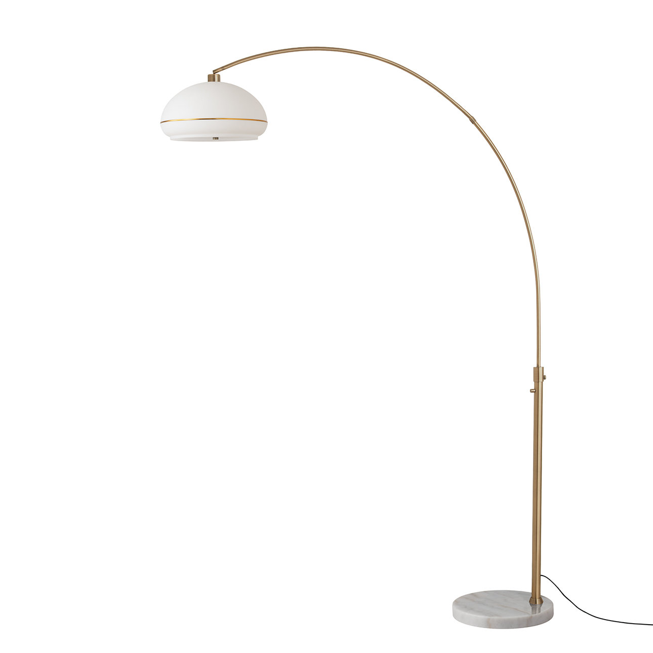 76" Marble Floor Lamp, White Marble, Weathered Brass