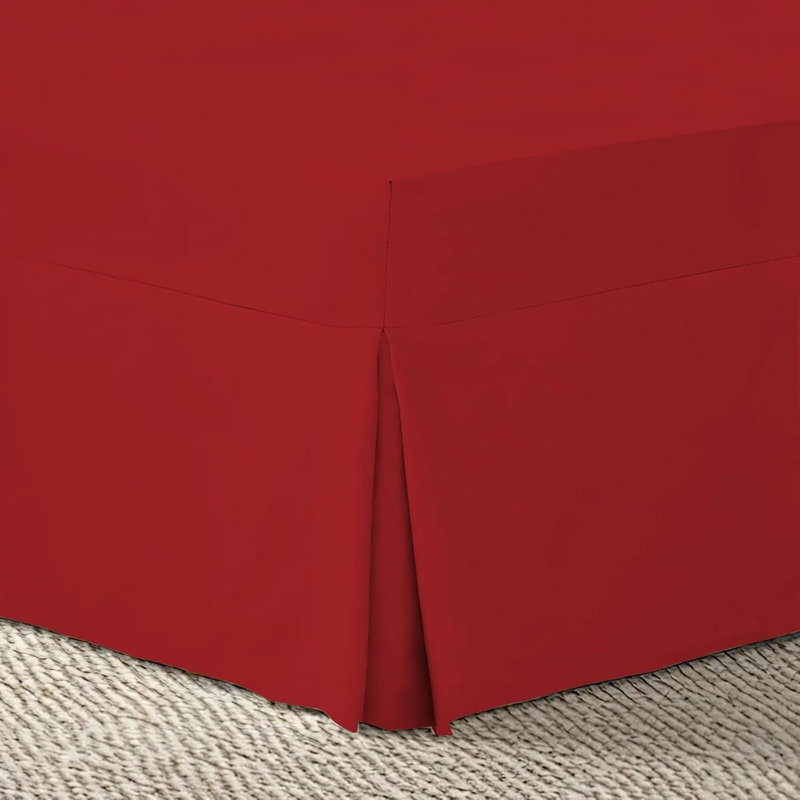 Pleated Bed Skirt, Red, 190cm W x 90cm L