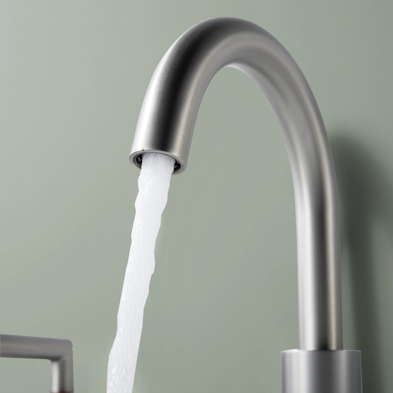 Widespread Faucet 2-handle Bathroom Faucet With Drain Assembly, Brushed Nickel