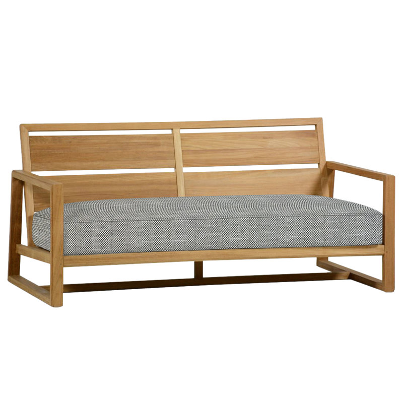 Avondale Teak Loveseat - Natural Teak, Welt, Rollo Silver, Natural Teak