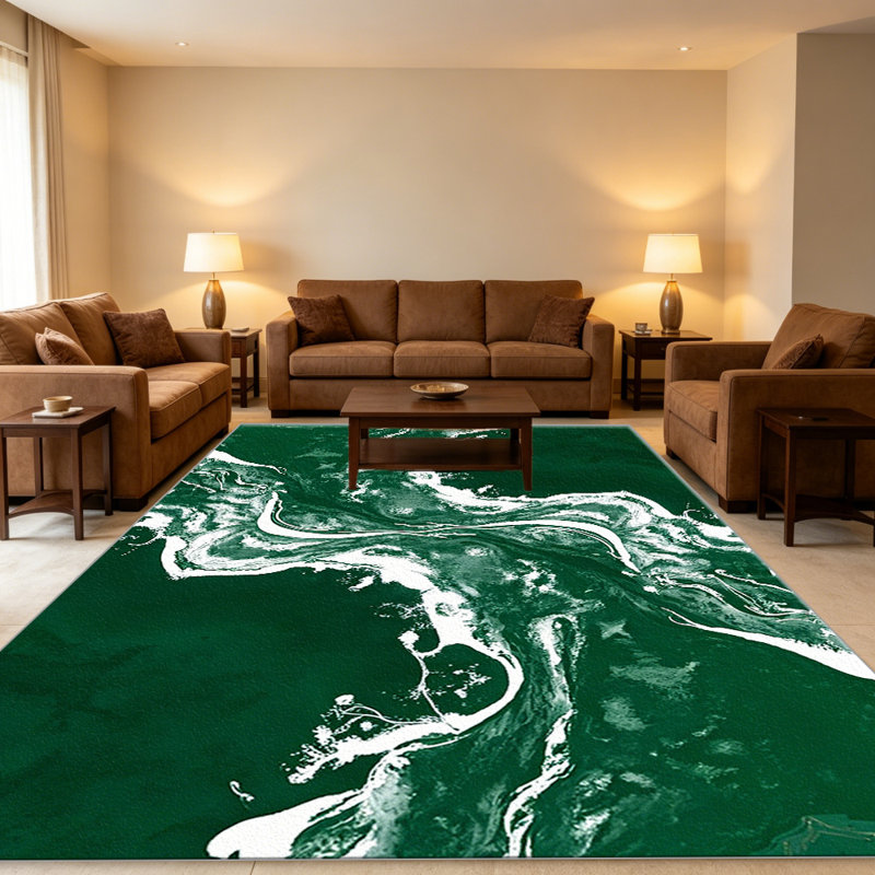 Green Marble   area rugs for Living Room, Soft and Comfortable, Suitable for all seasons, easy to maintain, machine washable Indoor floor mat, Under Table Farmhouse suitable for Bedroom, Dining Room, Study,  Balcony, Home Decor Patio