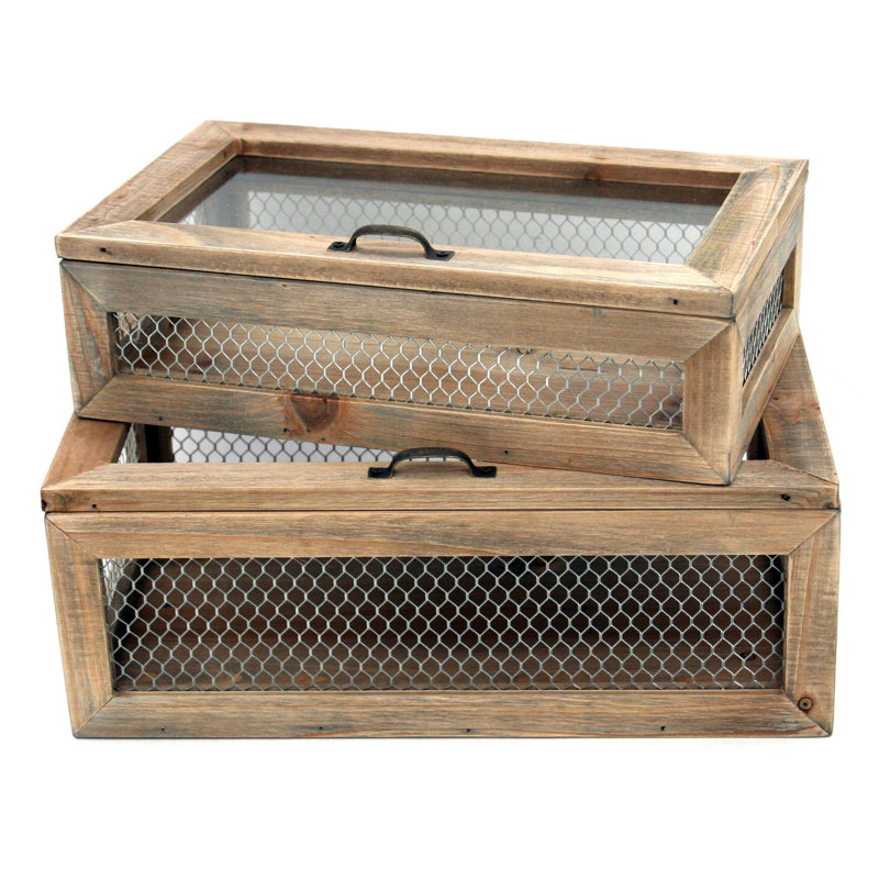 Ensemble de 2 boîtes d’écran en bois Layana