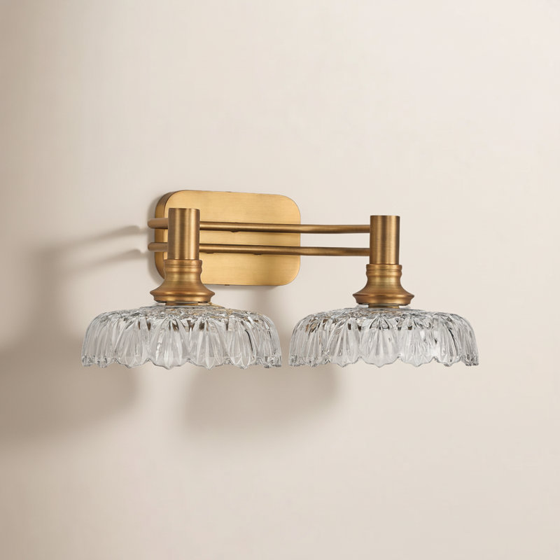 21.06-inch Bathroom Light Fixture, Copper-Finish Vanity Light, Clear