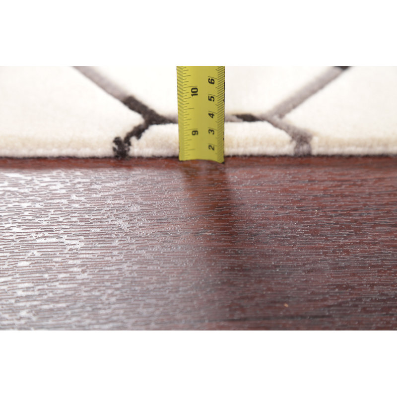 Tapis blanc / noir en laine noué à la main de conception unique 4 pi 2 po x 6 pi 1 po Nimco