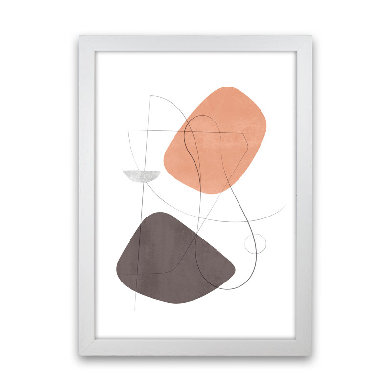 Abstraction With Grey Lines XV - Print, White Framed Canvas, 63cm H x 46cm W x 3cm D