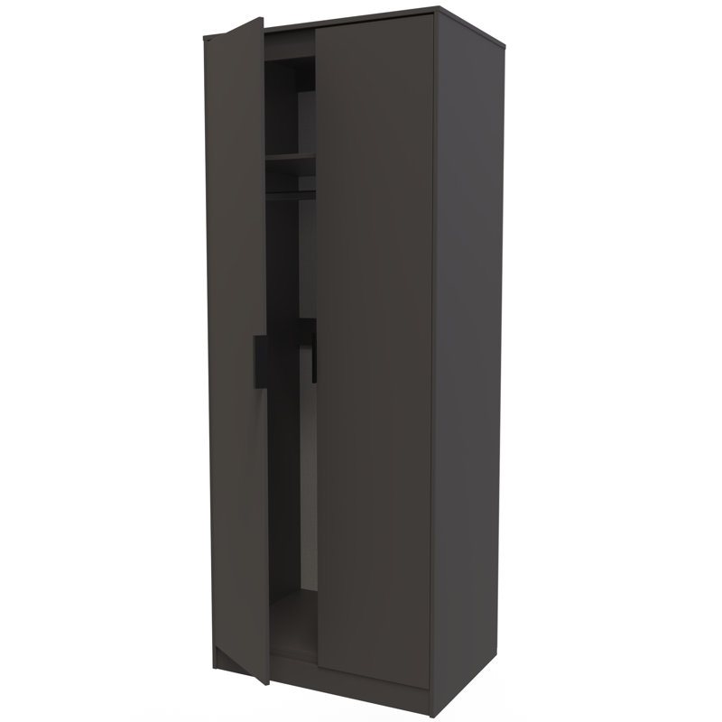 Fully Assembled 2 Door Wardrobe, 197cm H x 74cm W x 53cm D, Vintage Oak