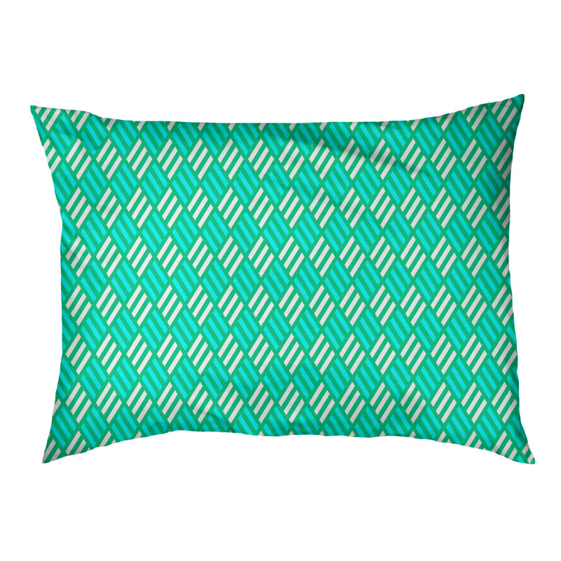 Byrge Geometric Polyester Pet Bed, Extra Large (52" W x 42" D x 17" H), Green/Teal