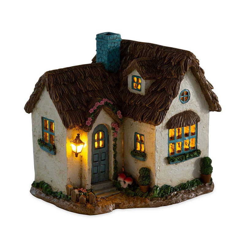 Miniature Fairy English Cottage House Garden Statue