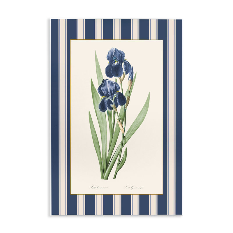 «Iris Study over Stripes», plaque murale par Corinne Haig, H 19 po x l 13 po