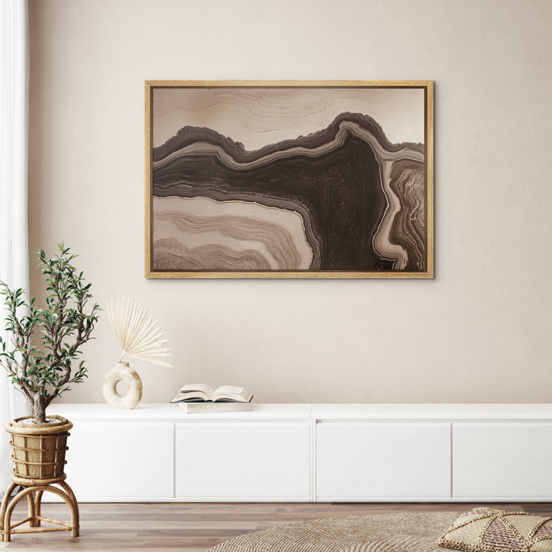 "Neutre agate brune d'inspiration abstraite", Naturel, H 16 po x l 24 po x P 1,5 po