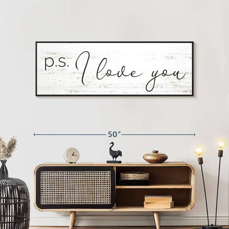P.S. I Love You, typographie, Cadre flottant noir, 49 po x 17 po