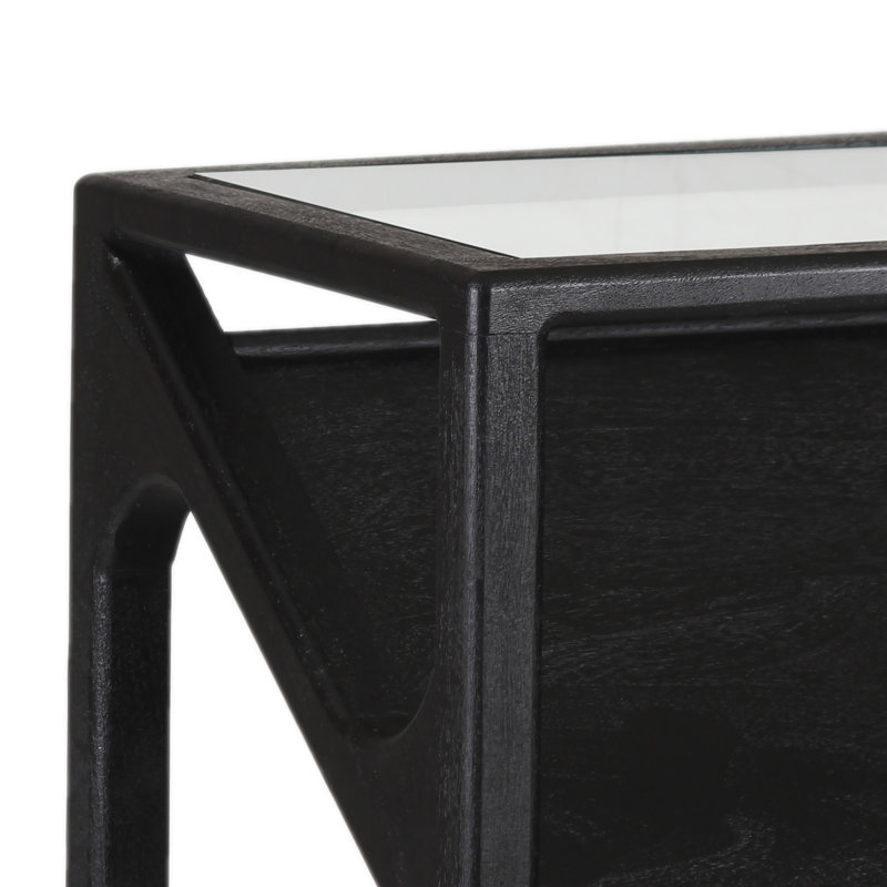 Metivier Solid Mango Wood Console Table, Black