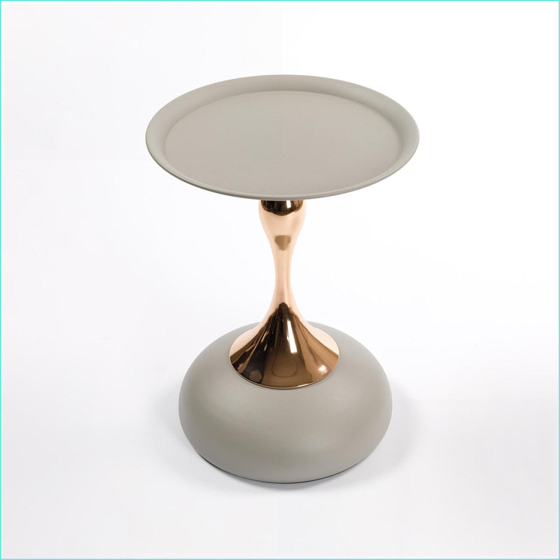 Table basse à piédestal en métal Mermaid Tail, Gris