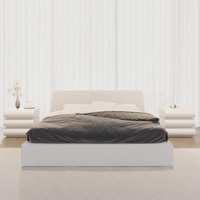 Set of 2 Nightstands  3-Drawer Modern White Faux Leather Bedside Table, Fully Assembled for Bedroom