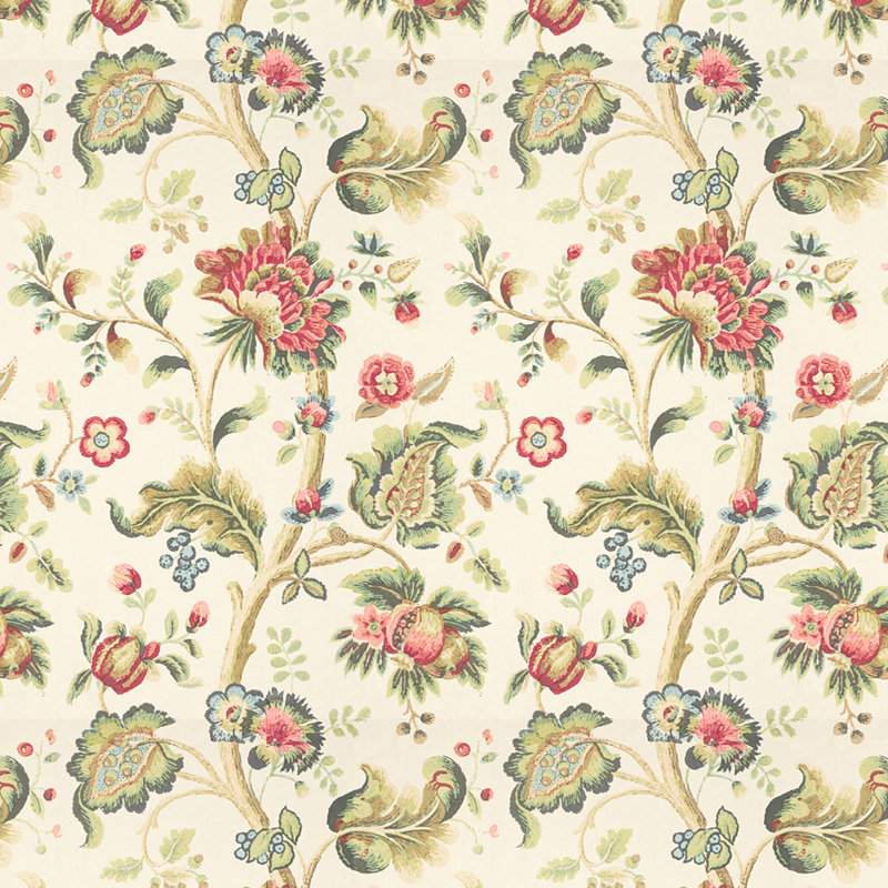 Treyes Print 100% Cotton Fabric, Pink/Green