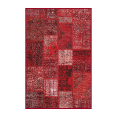 Tapis rouge / brun Patchwork